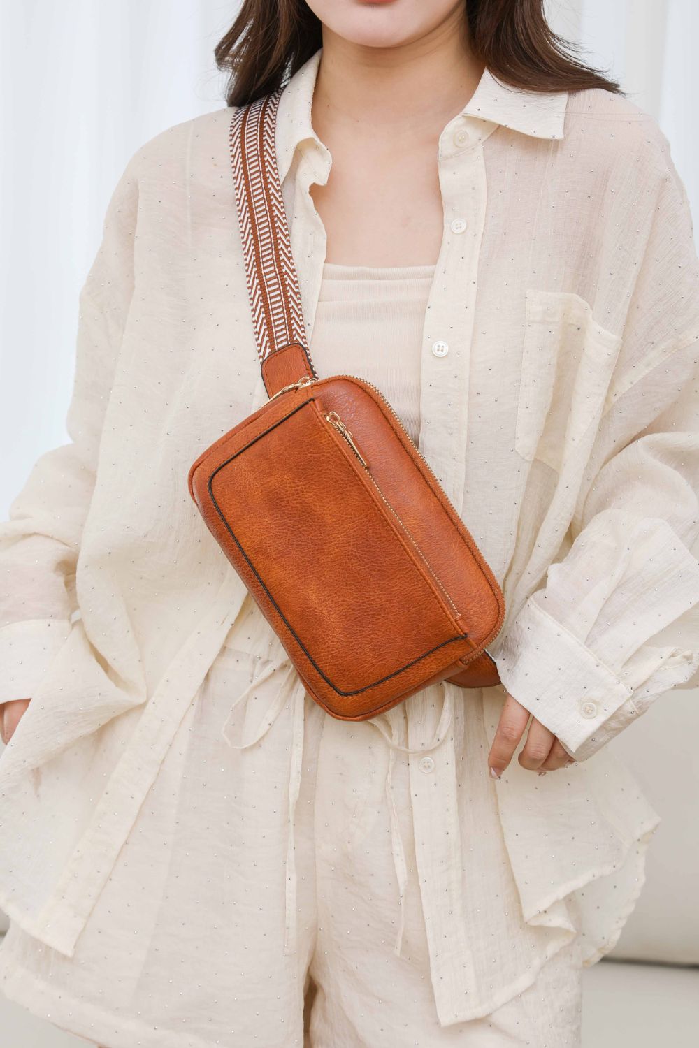 PU Leather Rectangle Crossbody Bag