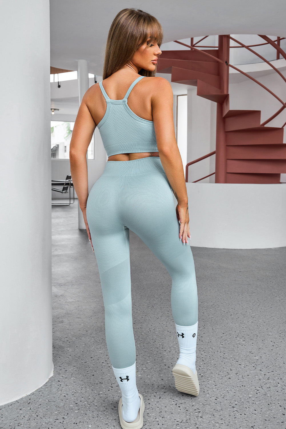 Tank Cropped Active Top and Pants Set  Trendsi   