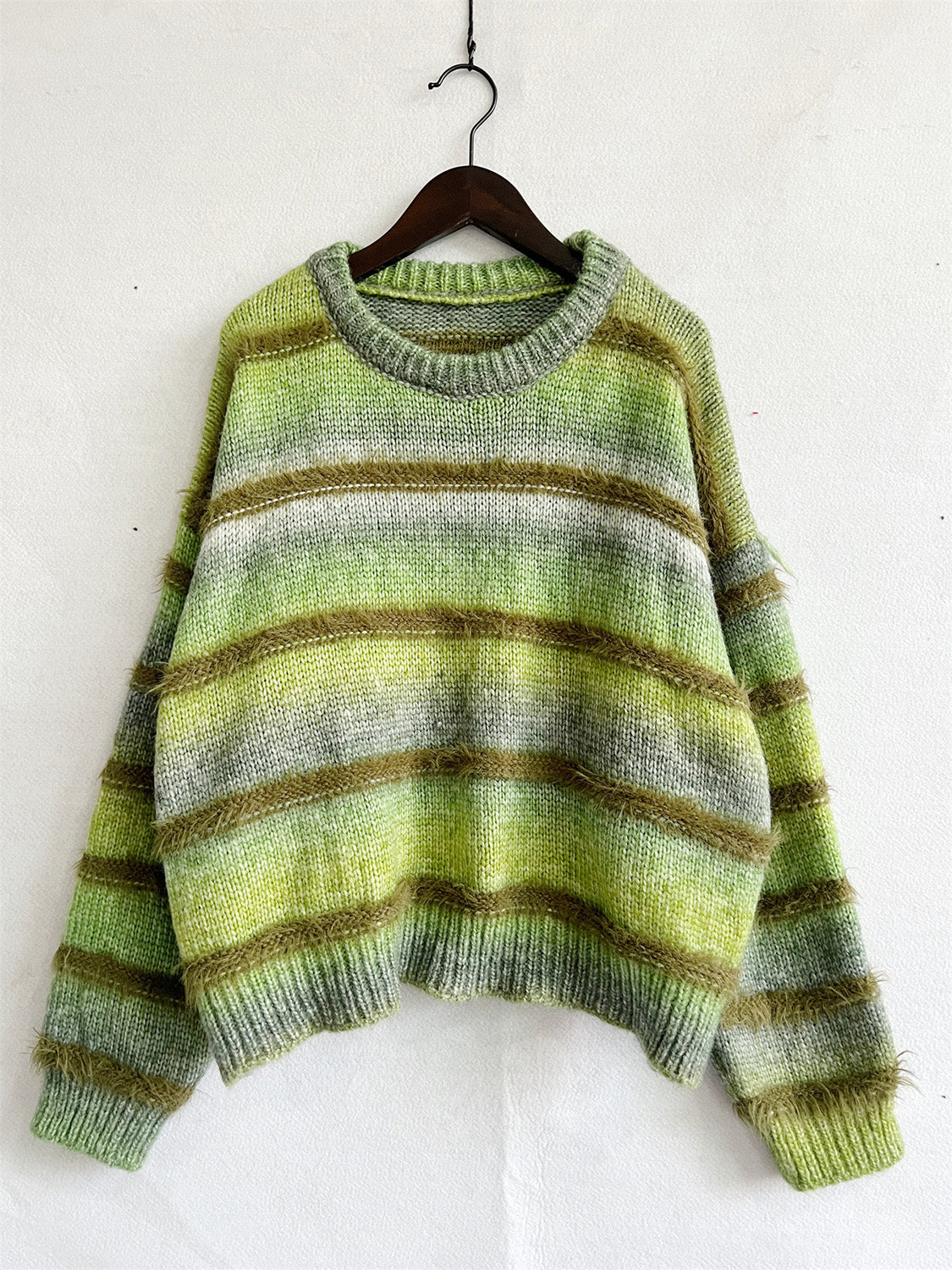 Striped Round Neck Long Sleeve Sweater  Trendsi   