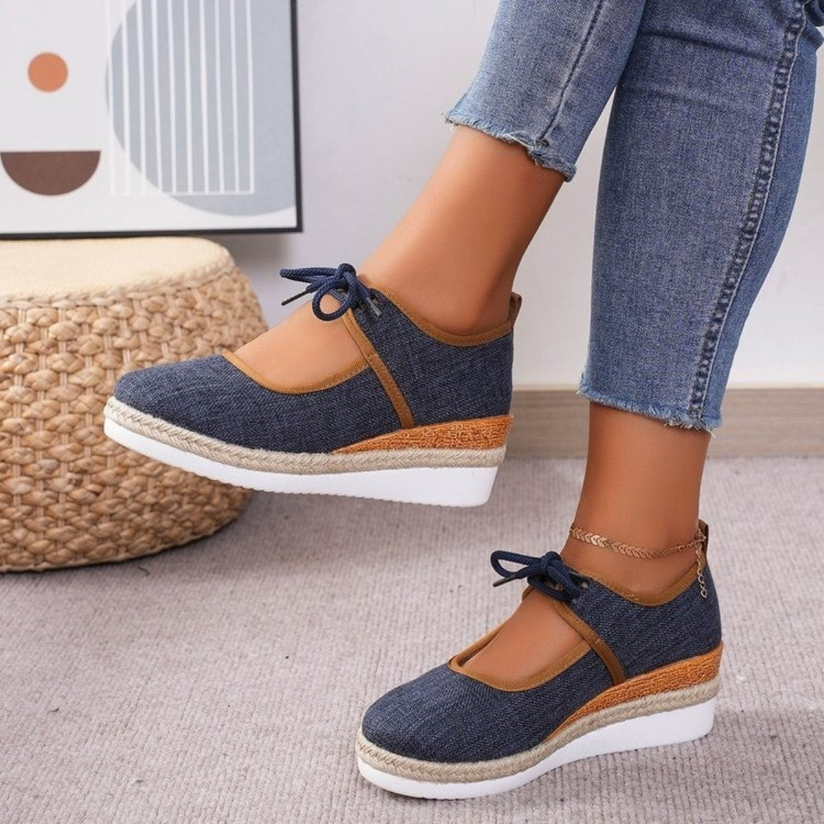 Tied Cutout Wedge Slip-Ons  Trendsi   