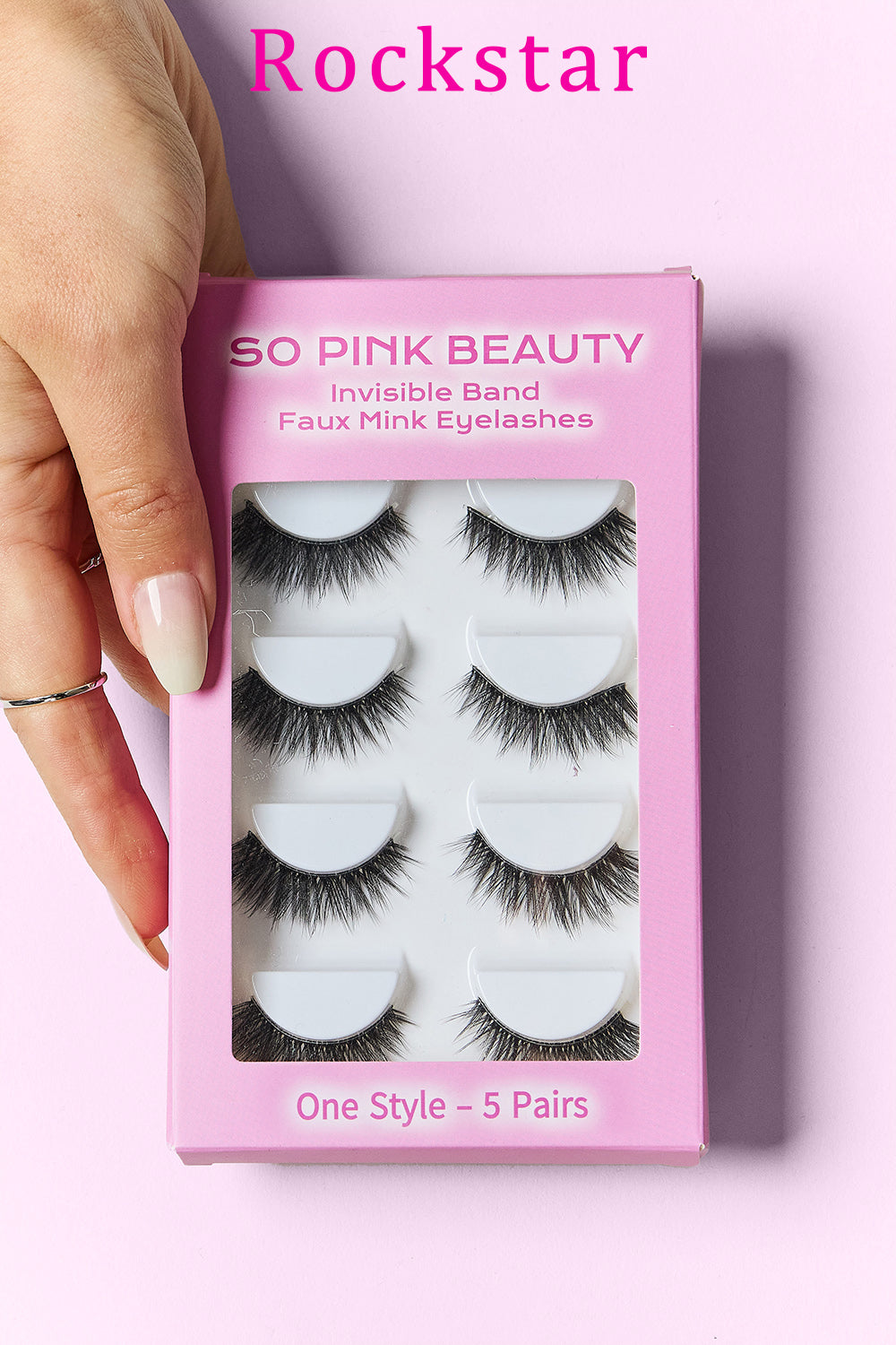 SO PINK BEAUTY Faux Mink Eyelashes 5 Pairs  Trendsi Rockstar One Size 