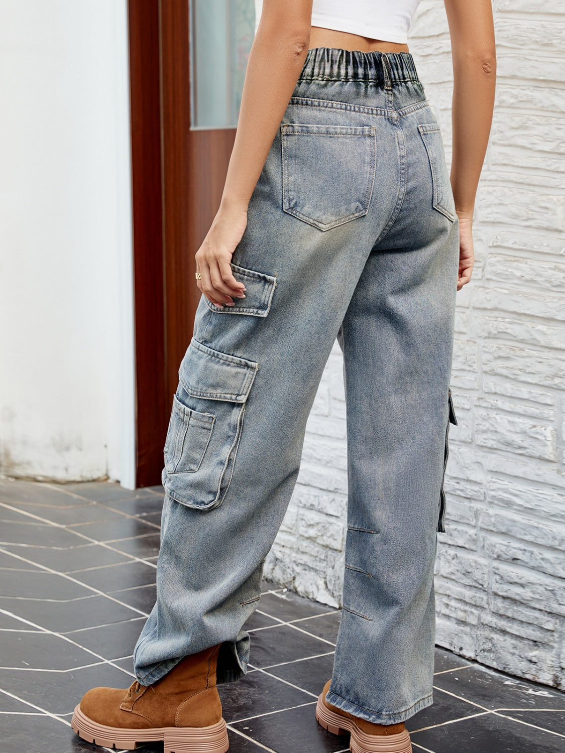 Washed Jeans with Pockets  Trendsi   