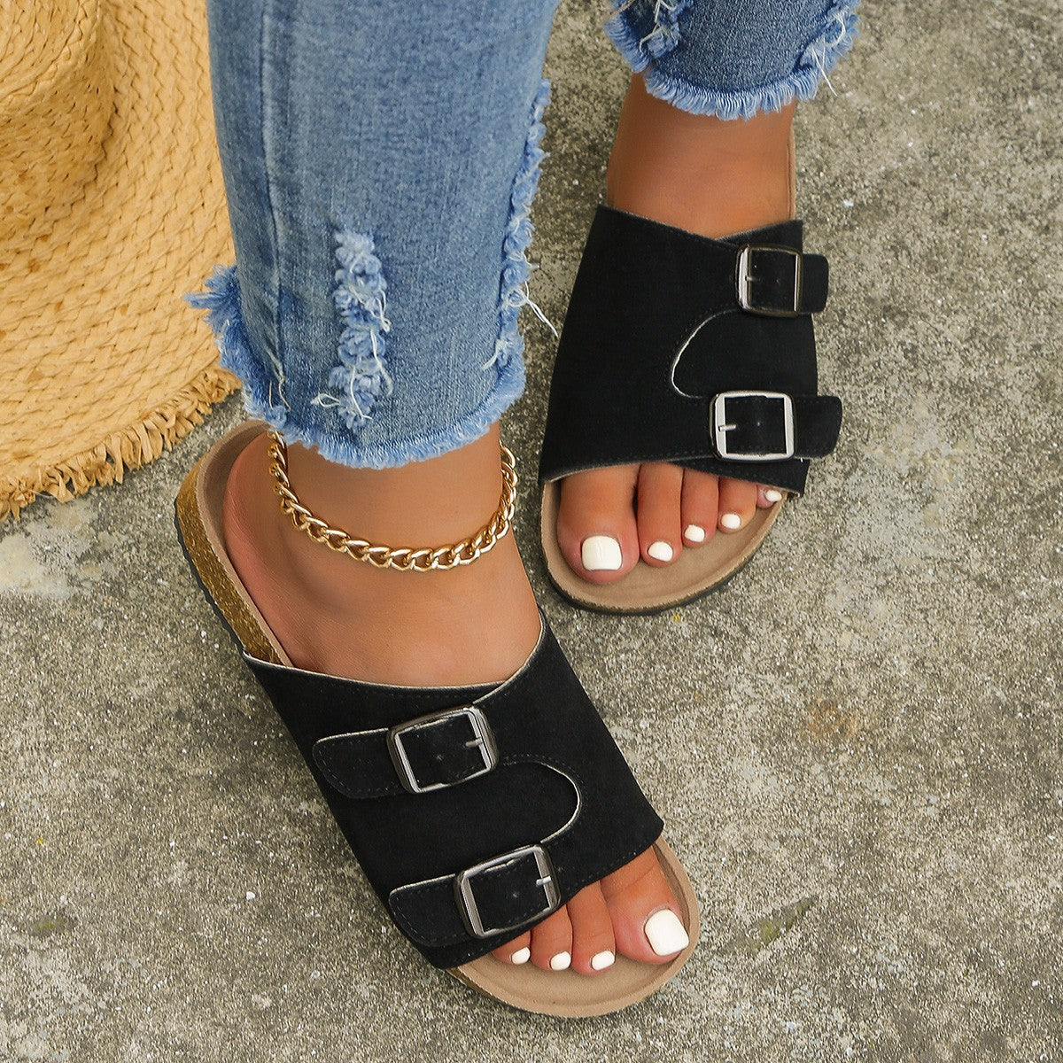 Metal Buckle Open Toe Sandals  Trendsi   