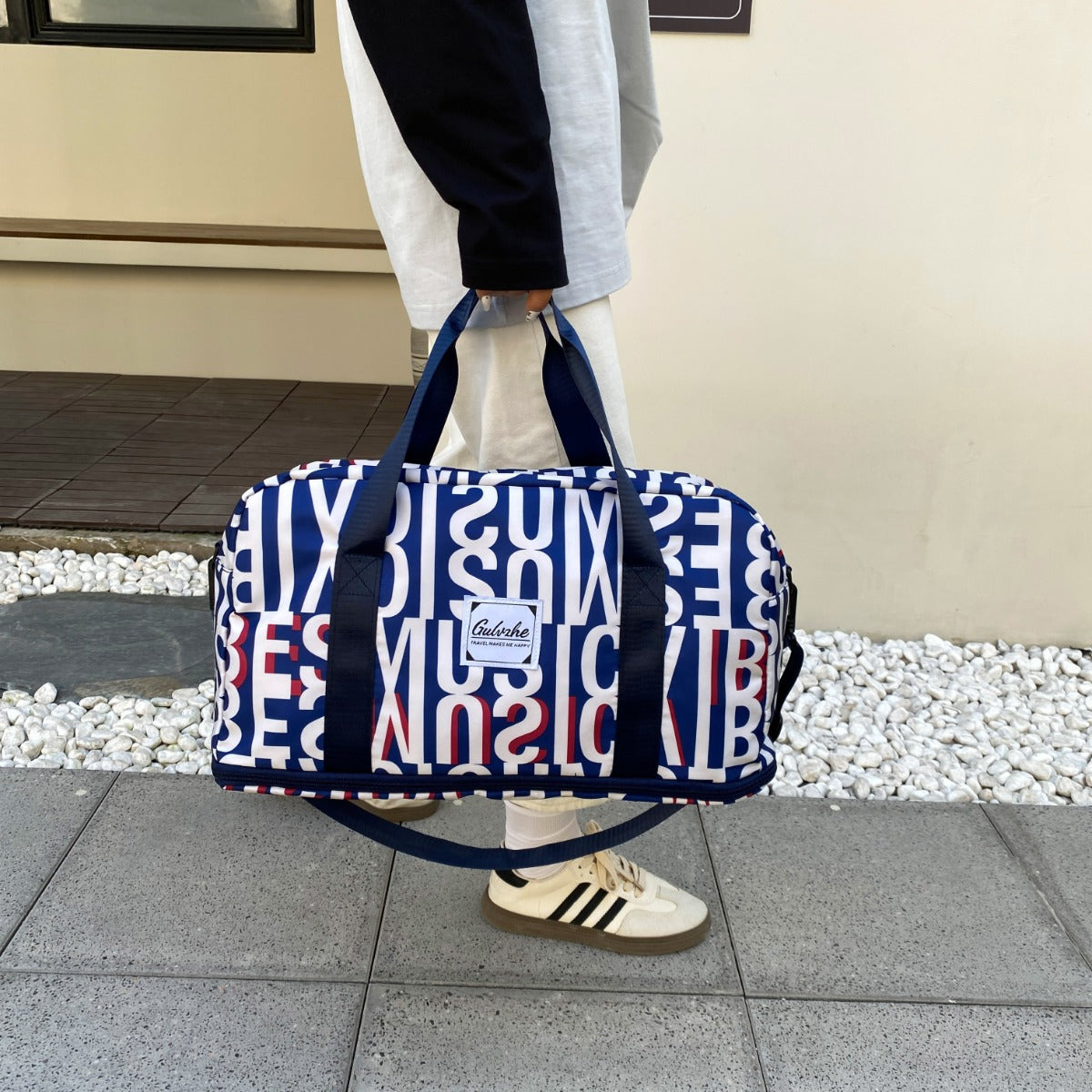 Oxford Cloth Printed Travel Bag  Trendsi Navy One Size 