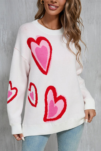 Angel Wings Heart Round Neck Long Sleeve Sweater  Trendsi   