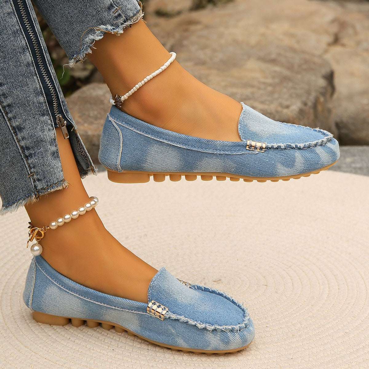 Round Toe Flat Loafers  Trendsi   