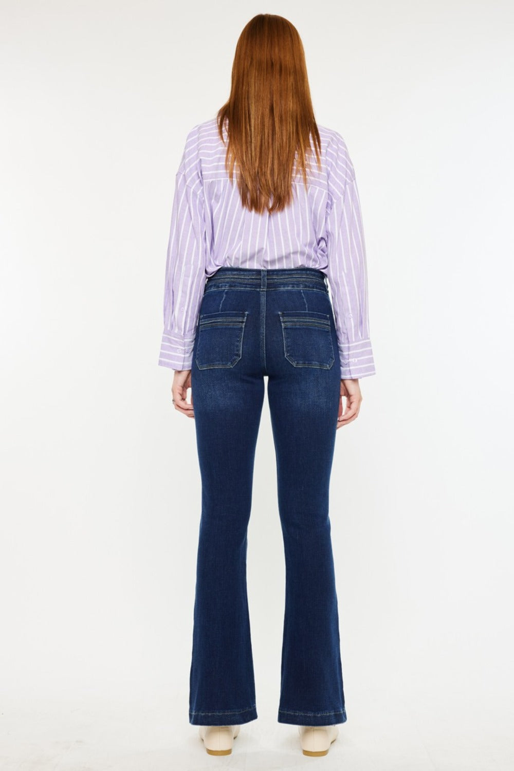 Kancan High Rise Double Waistband Flare Jeans  Trendsi   