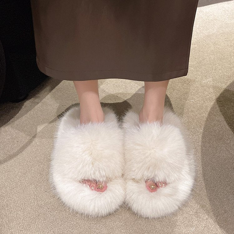 Fuzzy Open Toe Platform Slippers  Trendsi   