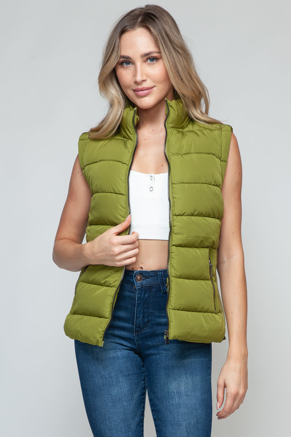 Snobbish Zip Up Turtleneck Vest with Pockets  Trendsi   