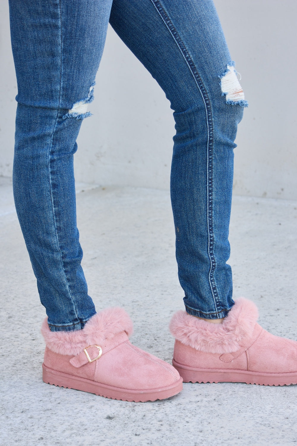 Forever Link Furry Chunky Thermal Ankle Boots  Trendsi   