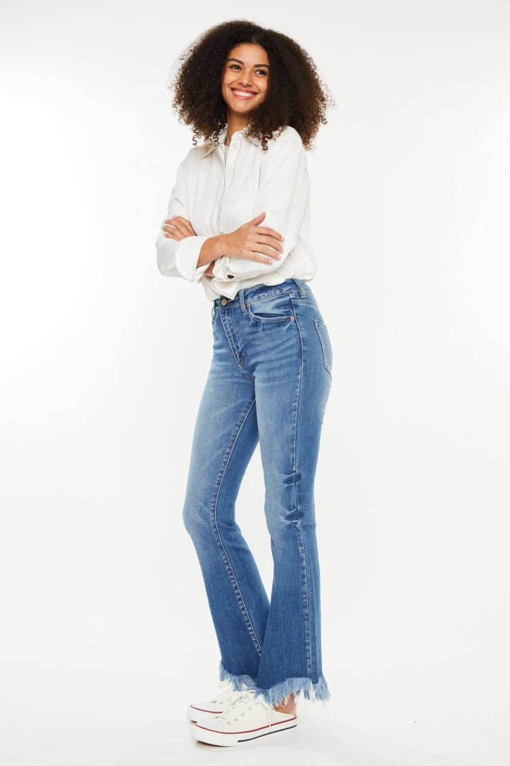 Kancan High Rise Frayed Hem Jeans  Trendsi   