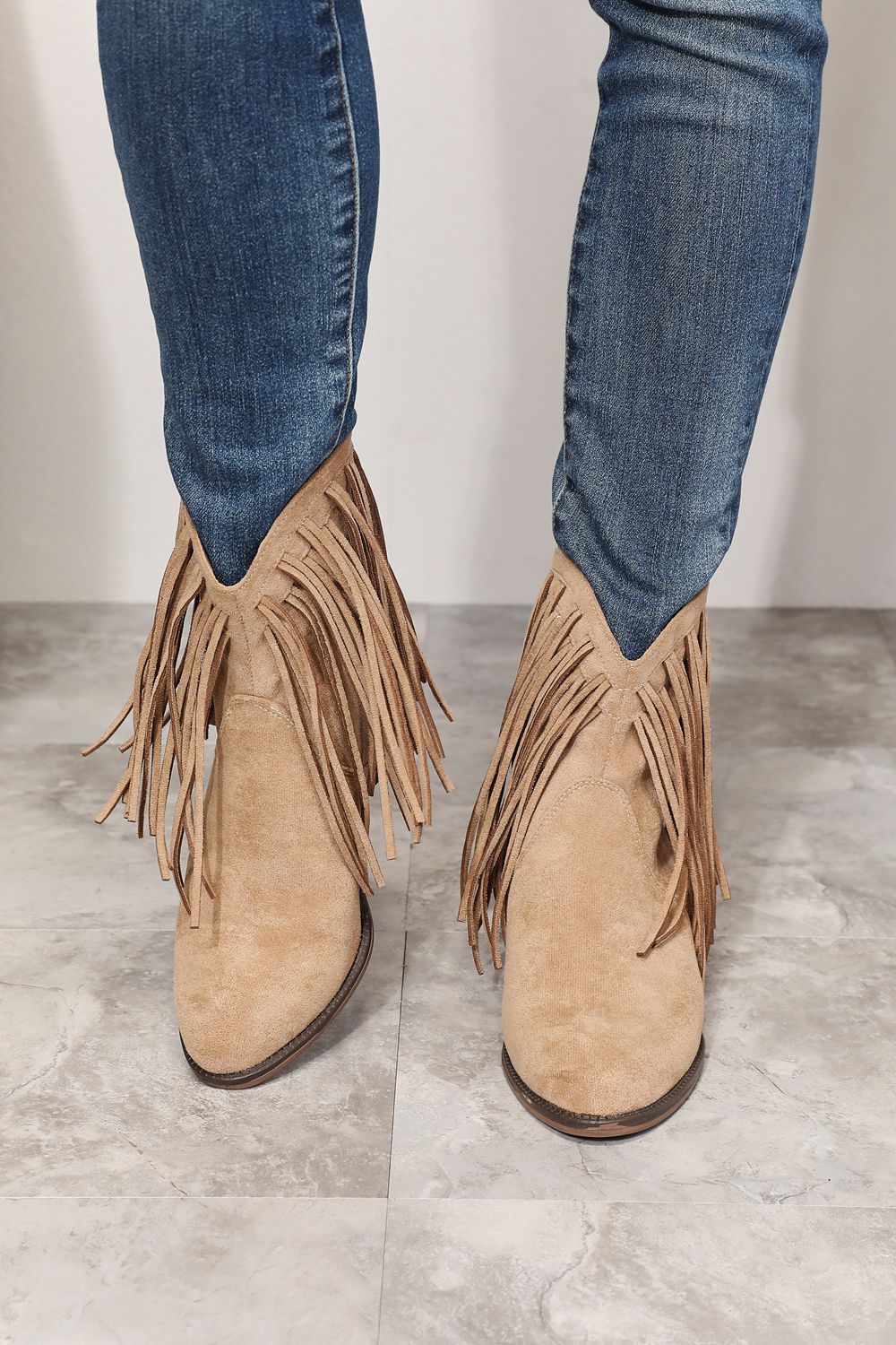 Legend Women's Fringe Cowboy Western Ankle Boots  Trendsi Khaki 6 