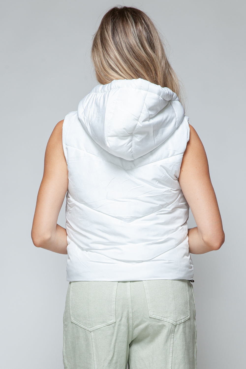 Snobbish Zip Up Quilted Hooded Vest  Trendsi   