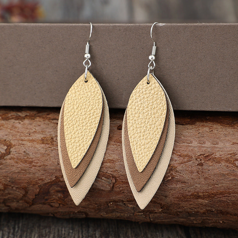 PU Leather Leaf Shape Earrings  Trendsi   