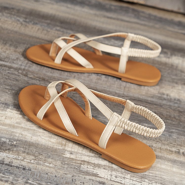 PU Leather Crisscross Flat Sandals  Trendsi   