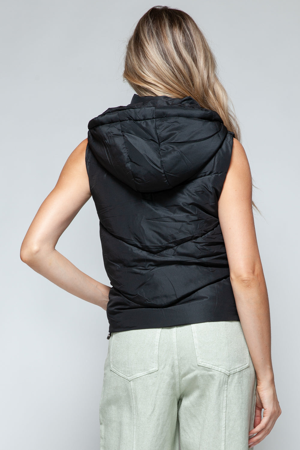 Snobbish Zip Up Quilted Hooded Vest  Trendsi   