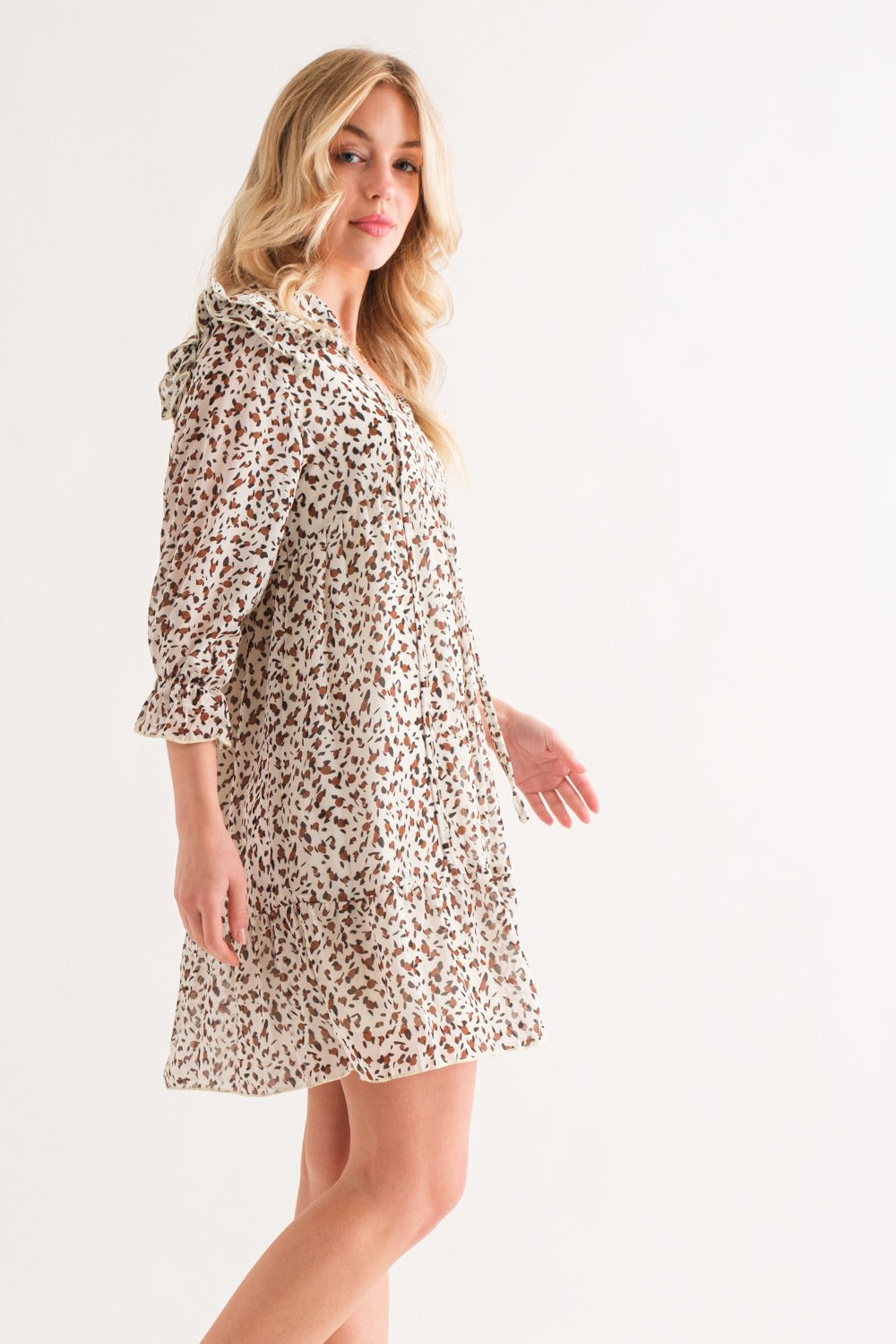 And The Why Leopard Ruffle Hem Woven Mini Dress Dress Trendsi   