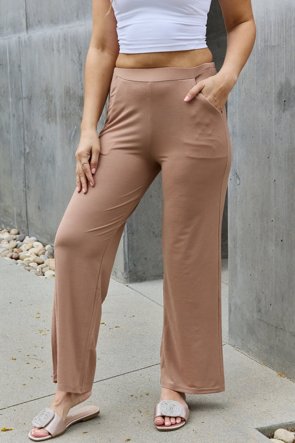 e.Luna Look Again Straight Leg Pants Sale Trendsi Khaki S 