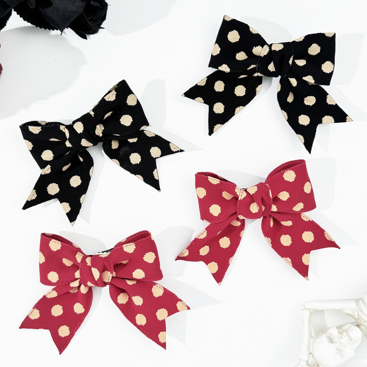 2-Piece Polka Dot Bow Hair Clip  Trendsi   