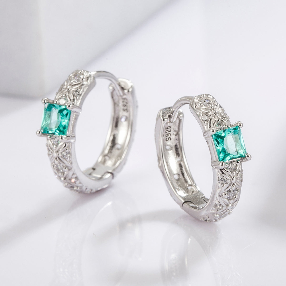 925 Sterling Silver Inlaid Zircon Earrings  Trendsi   