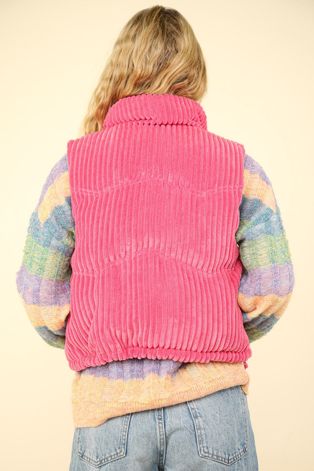 VERY J Zip Up Padded Corduroy Puffer Vest Luxe Trendsi   