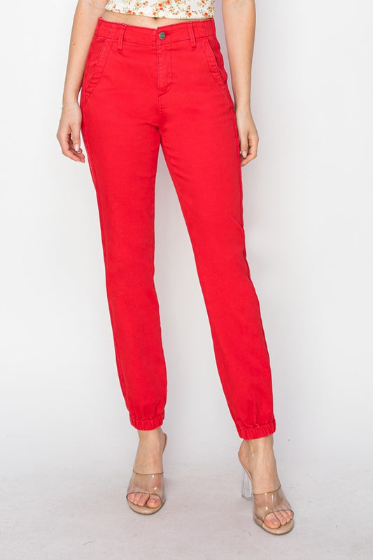 RISEN Full Size High Waisted Jogger Jeans  Trendsi Scarlet 0(24) 