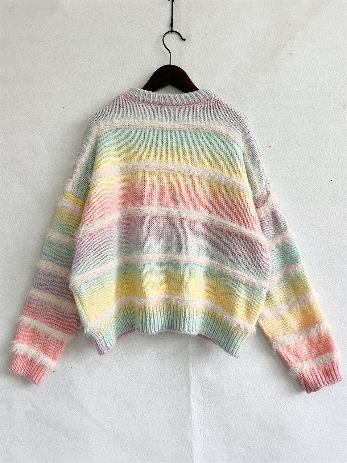 Striped Round Neck Long Sleeve Sweater  Trendsi   