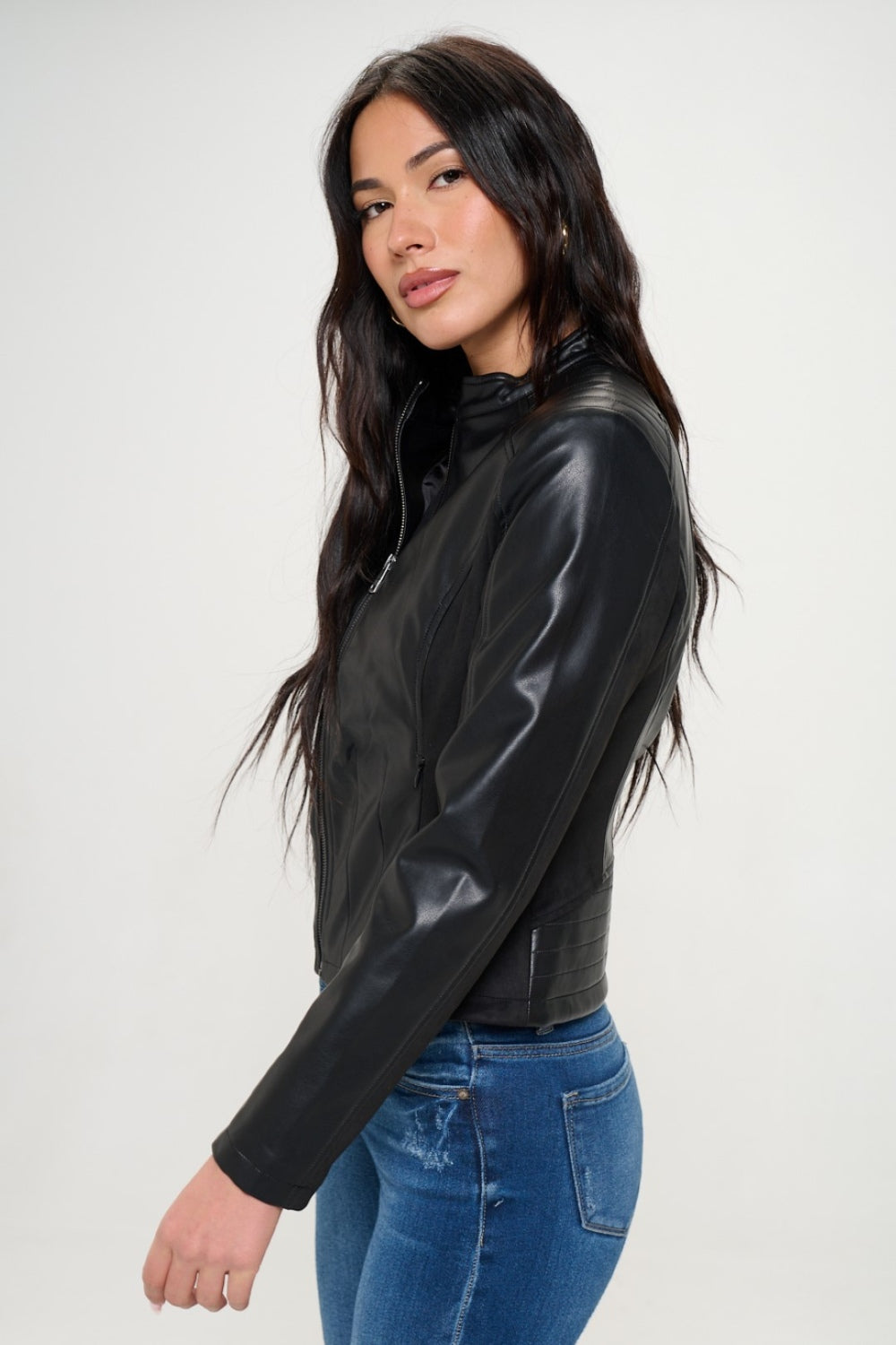 Coalition LA Zip Up Vegan Moto Jacket  Trendsi   