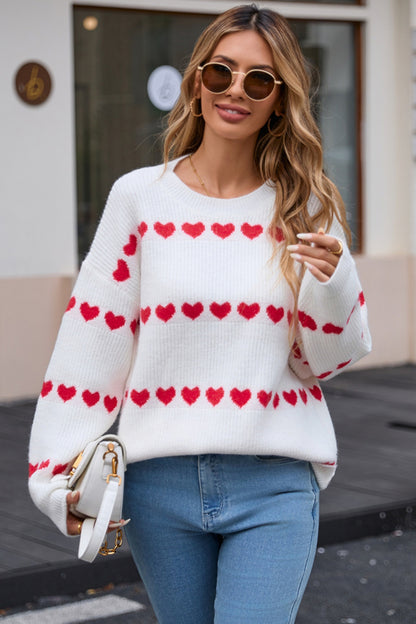 Angel Wings Heart Round Neck Long Sleeve Sweater  Trendsi   