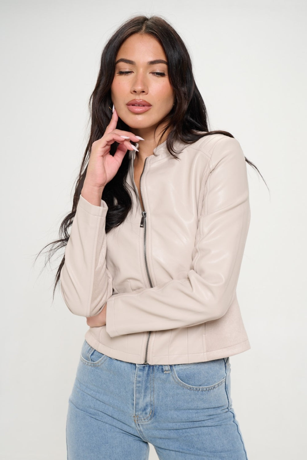 Coalition LA Zip Up Vegan Moto Jacket  Trendsi   