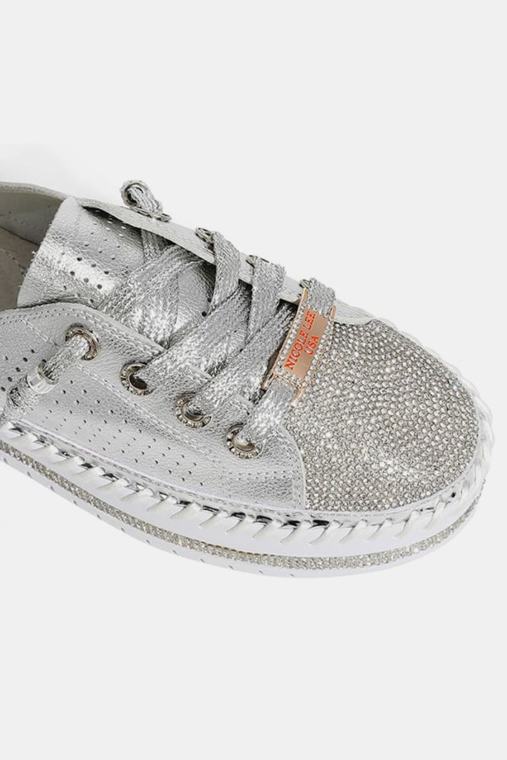 Nicole Lee USA Rhinestone Round Toe Platform Slip On  Trendsi   