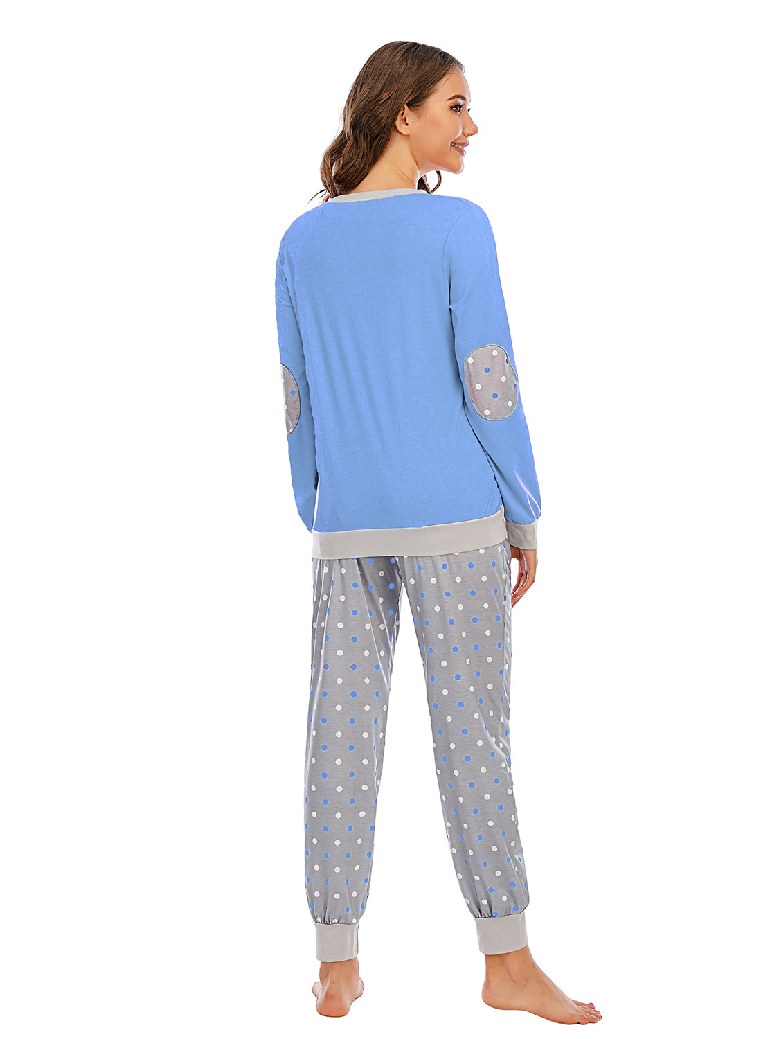 Long Sleeve Top and Polka Dot Pants Set  Trendsi   