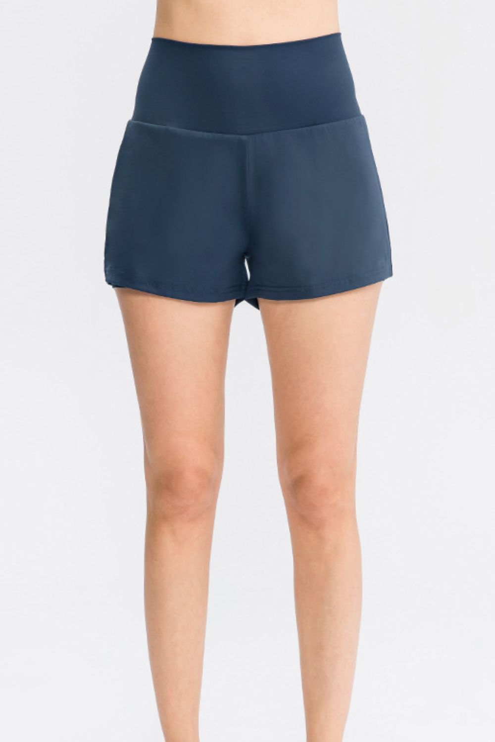 Wide Waistband Sports Shorts with Pockets  Trendsi Dark Blue 4/S 