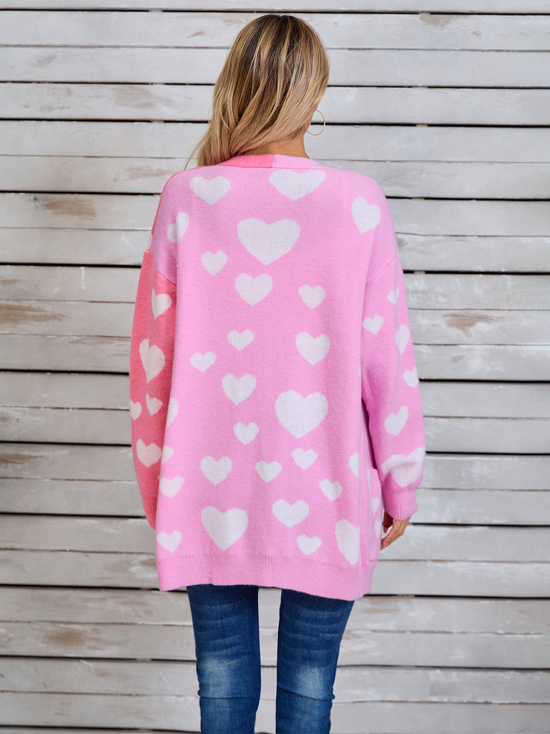 Angel Wings Heart Open Front Long Sleeve Cardigan  Trendsi   