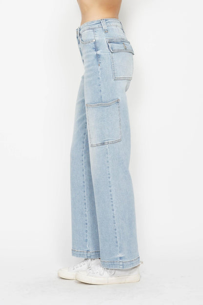 Judy Blue Full Size High Waist Straight Cargo Jeans  Trendsi   