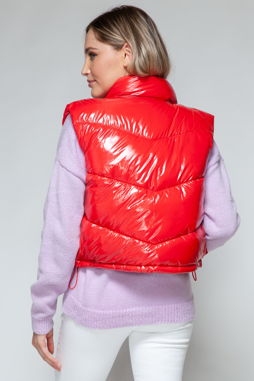 Snobbish Zip Up Turtleneck Shiny Quilted Vest  Trendsi   