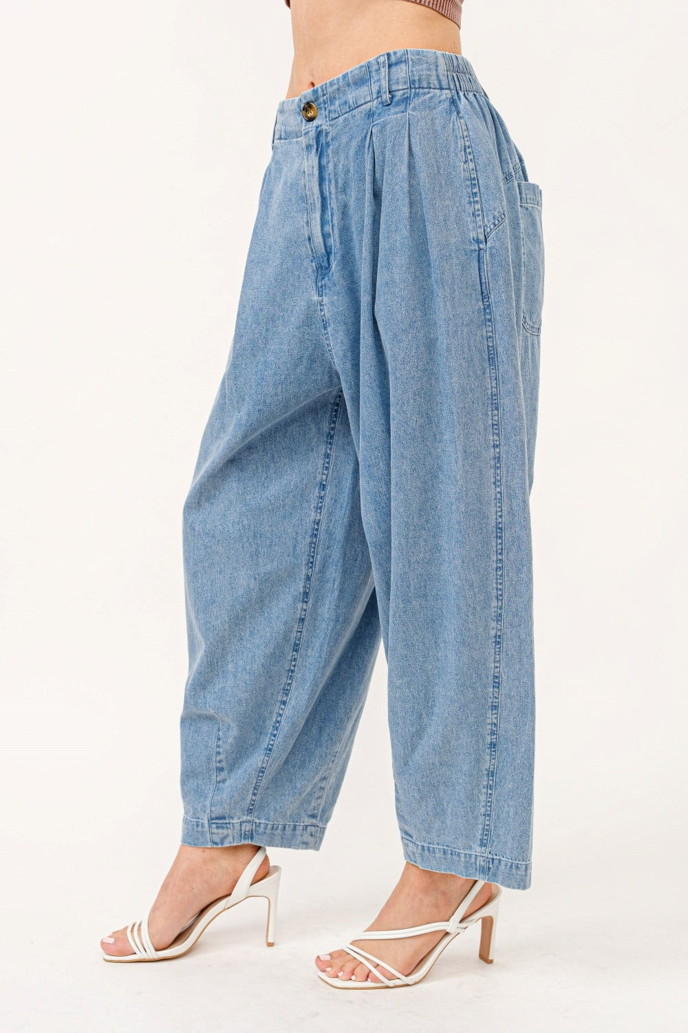 And The Why Elastic Back Pleated Baggy Jeans  Trendsi   