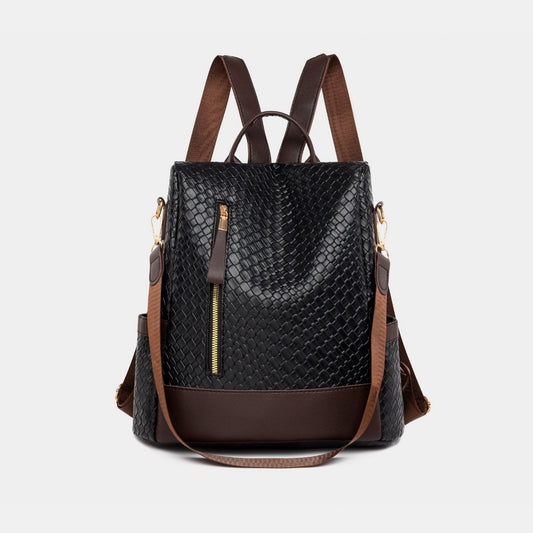 PU Leather Backpack Bag  Trendsi Black One Size 