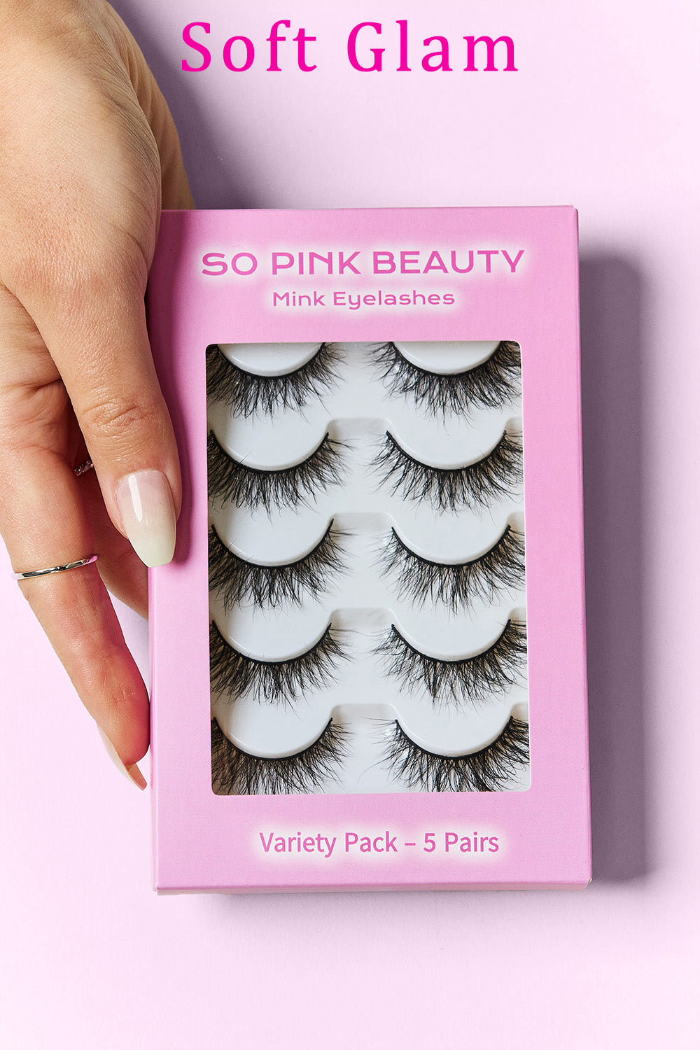 SO PINK BEAUTY Mink Eyelashes 5 Pairs  Trendsi Soft Glam One Size 