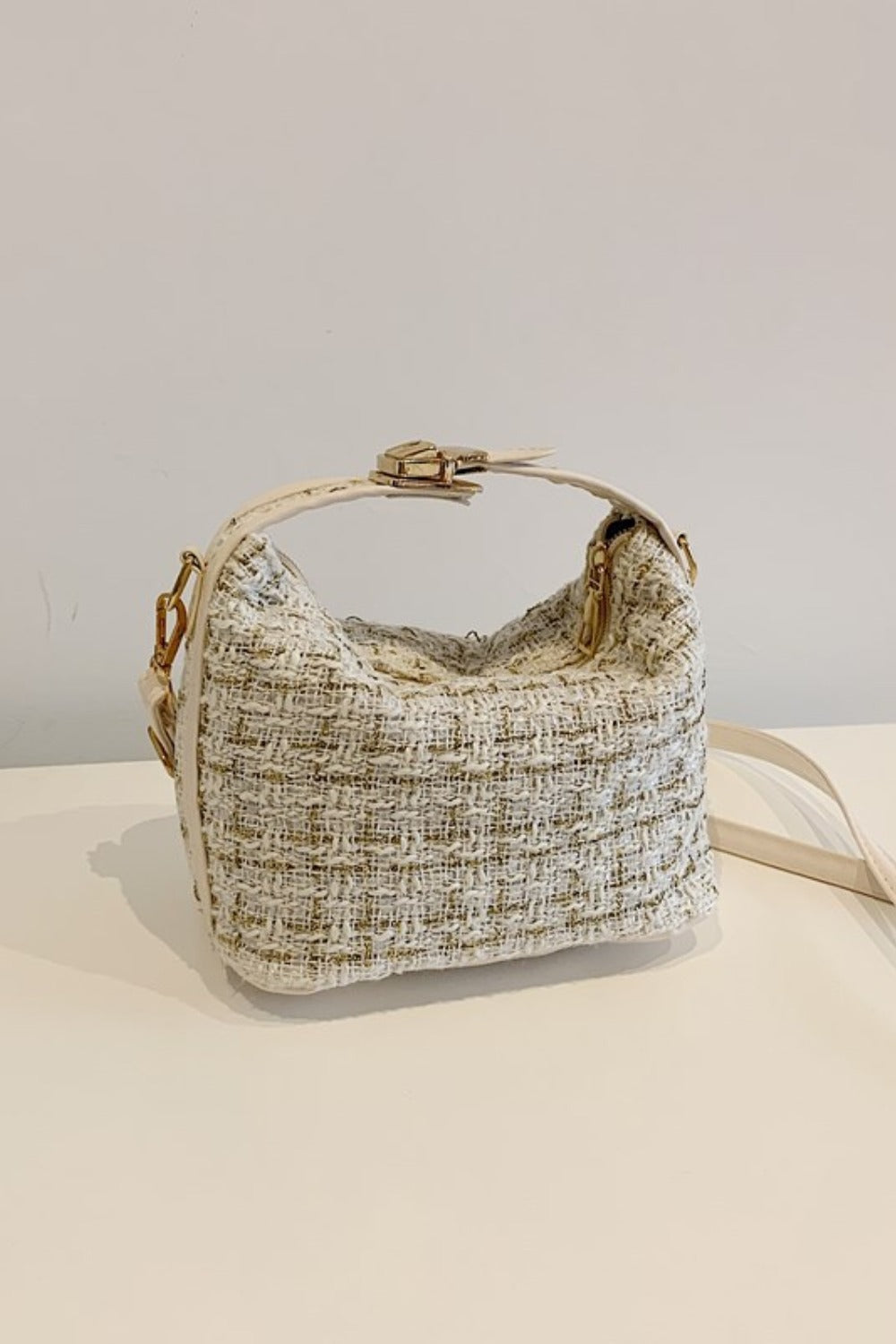 Woven Removable Strap Shoulder Bag  Trendsi Ivory One Size 