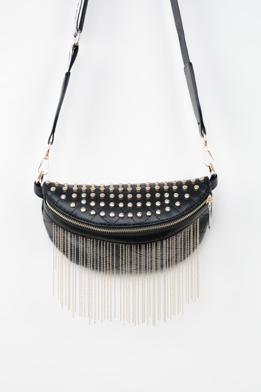 PU Leather Studded Sling Bag with Fringes  Trendsi   