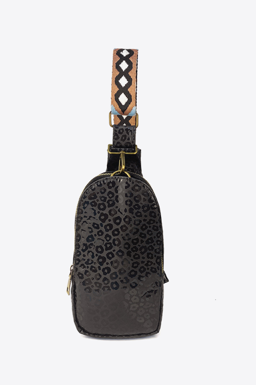 Printed PU Leather Sling Bag  Trendsi Gray/Black One Size 