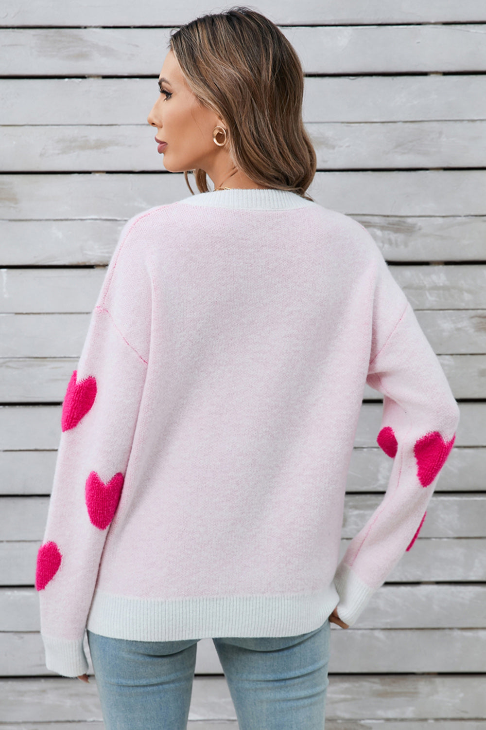 Angel Wings Heart Round Neck Long Sleeve Sweater  Trendsi   