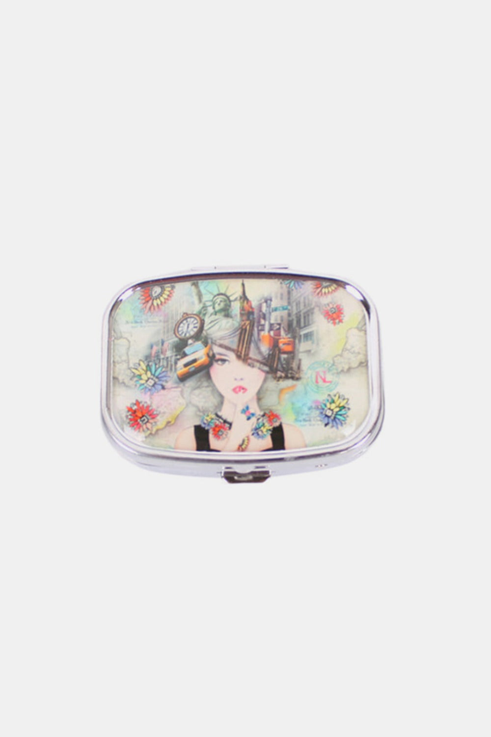 Nicole Lee USA Print Metallic Rectangular Pill Case Luxe Trendsi New York One Size 