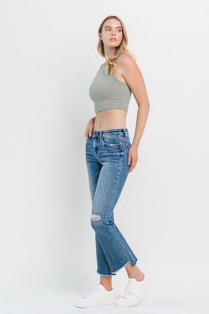 Vervet by Flying Monkey Full Size Mid Rise Distressed Cropped Flare Jeans  Trendsi   