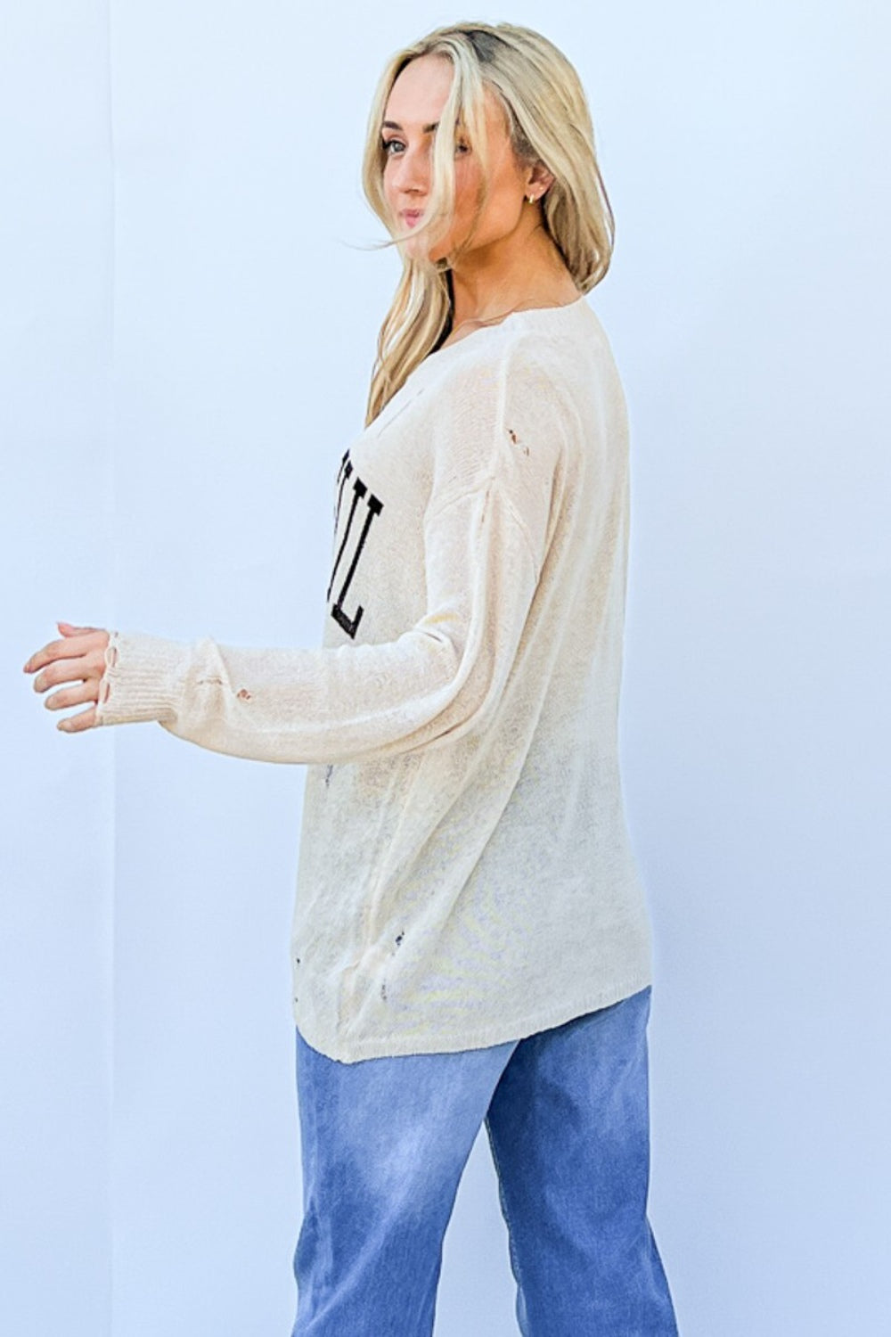 And The Why GRATEFUL Long Sleeve Knit Top  Trendsi   