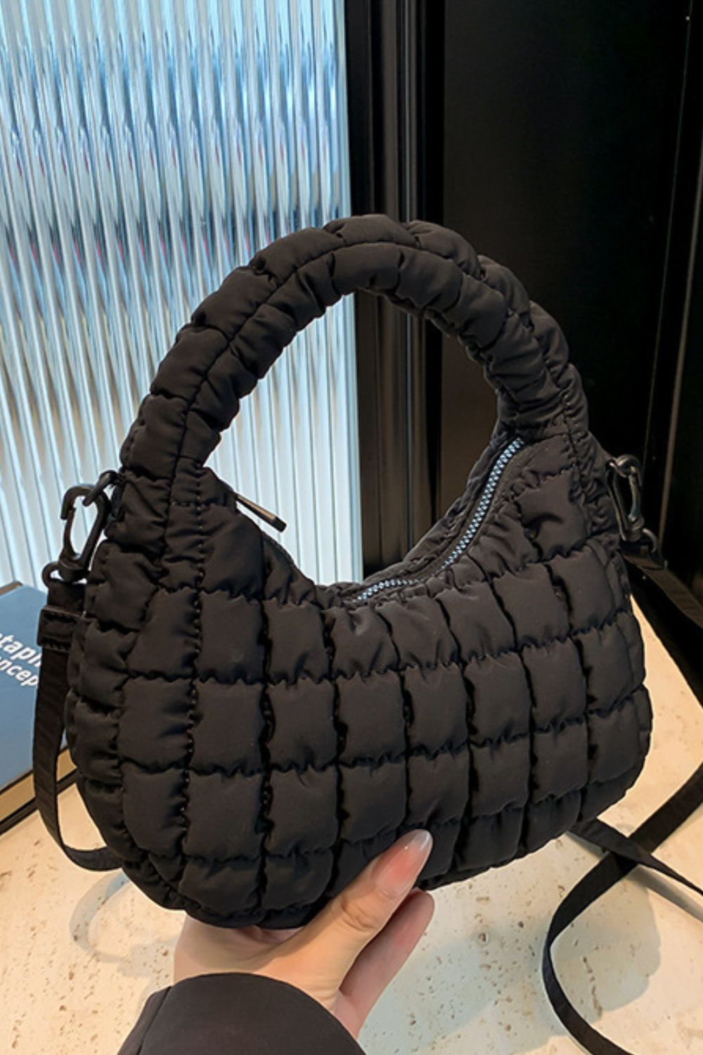 Quilted Puffy Removable Strap Crossbody Bag Bag Trendsi   