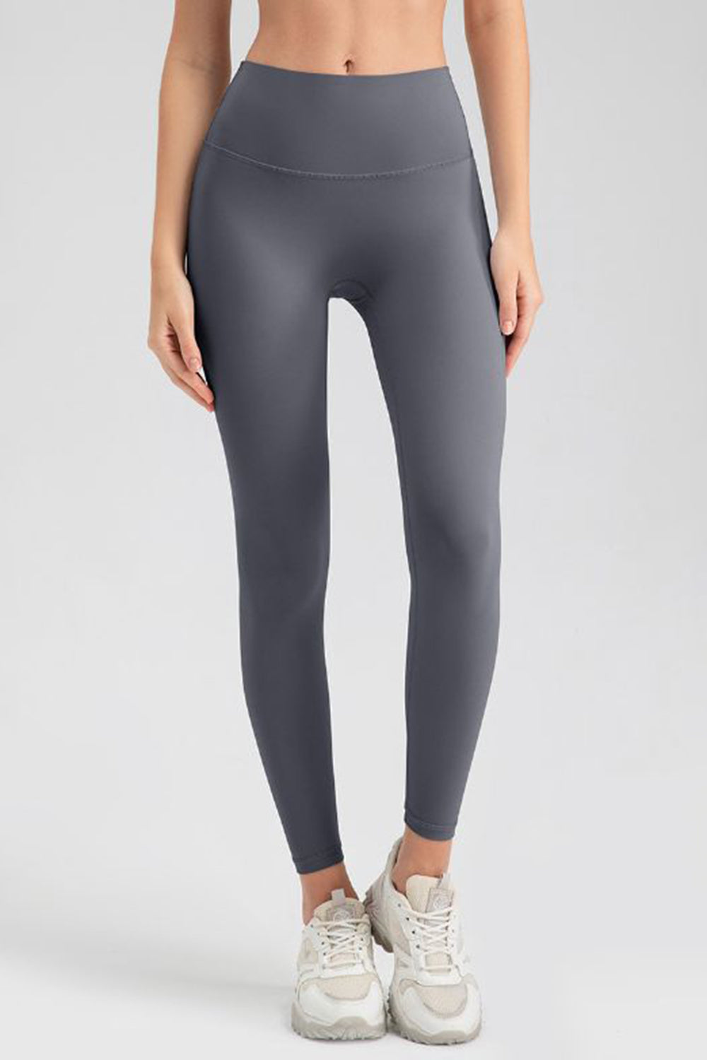 Wide Waistband Sport Leggings  Trendsi Charcoal S 