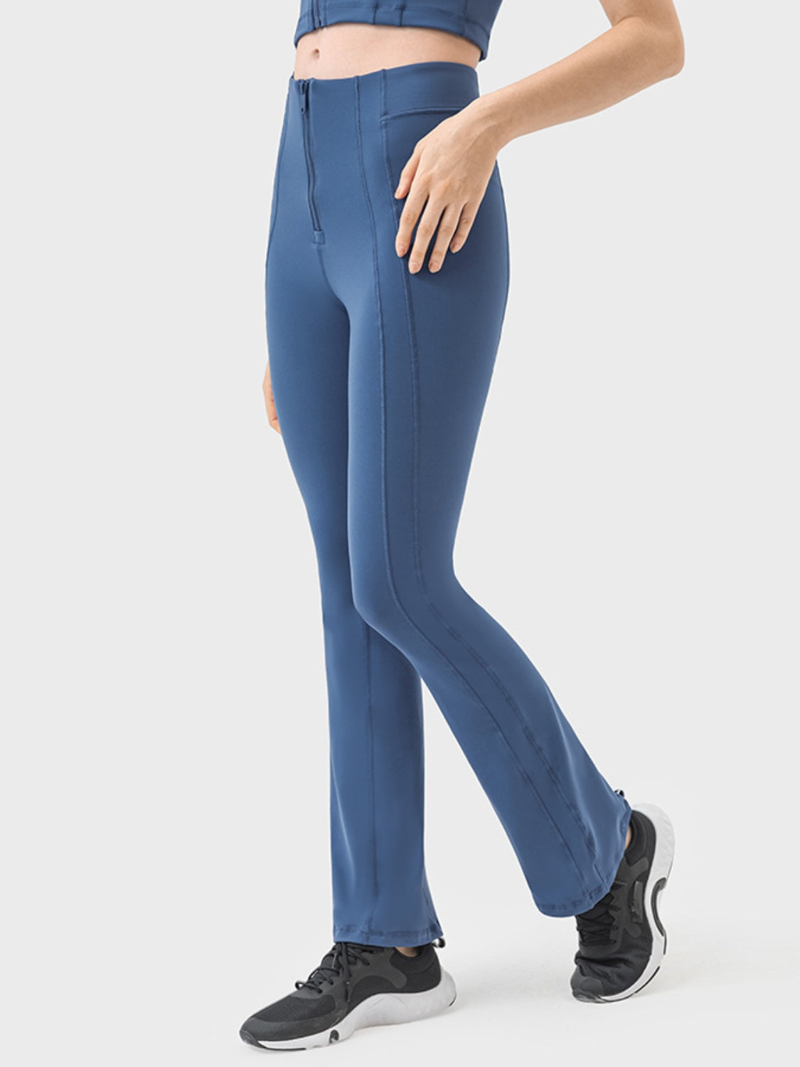 Millennia Zipper Detail High Waist Active Pants  Trendsi   