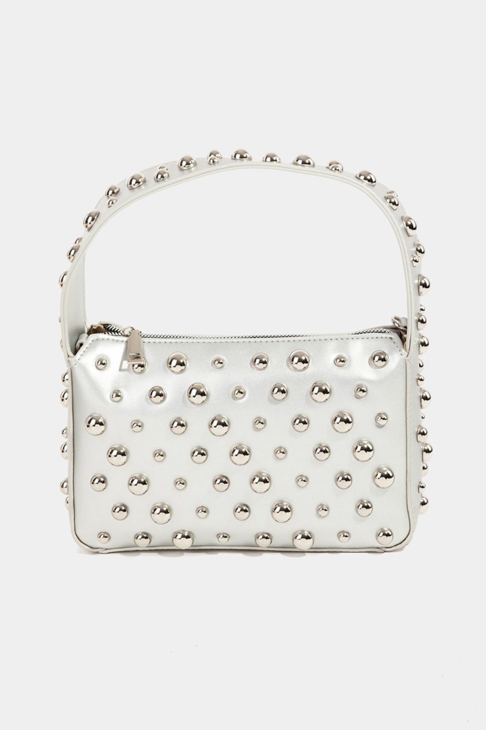 Fame Ball Studded Square Handbag  Trendsi Silver One Size 